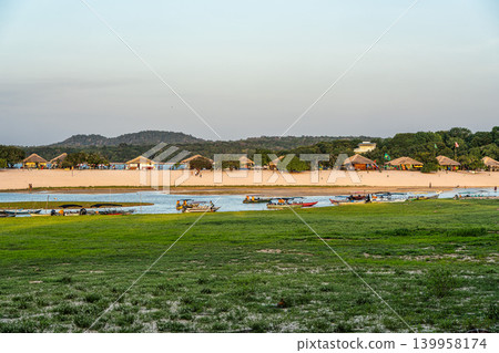 Alter do Chao, Brazil - Dec 21, 2025: The lovely beach of Ilha do Amor in Alter do Chao, Brazil 139958174