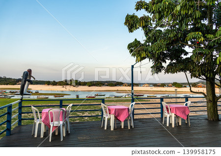 Alter do Chao, Brazil - Dec 21, 2025: The lovely beach of Ilha do Amor in Alter do Chao, Brazil 139958175