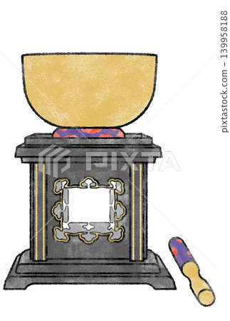 Buddhist altar fittings with a gentle texture: bell set (with transparent background illustration) Buddhist altar fittings with a gentle texture: bell set (with transparent background illustration) 139958188