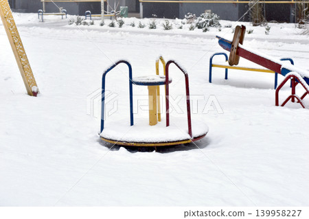 Snow on the playground. Winter. Snow on the playground. Winter. 139958227