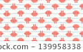 Pink scallop seashells seamless pattern with pale blue color waves.  Summer beach concept nautical design for textiles, wallpaper, wrapping paper, backgrounds and stationery, seaside decor 139958338