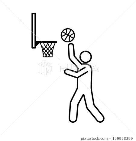 Line icon of a person playing basketball 139958399