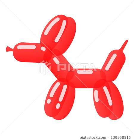 Red inflatable balloon dog vector doodle icon, children party toy balloon animal twisted into the shape of a dog Red inflatable balloon dog vector doodle icon, children party toy balloon animal twisted into the shape of a dog 139958515