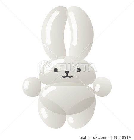 A white bunny figurine made of balloons with a face, ears, and paws—a cute character. A white bunny figurine made of balloons with a face, ears, and paws—a cute character. 139958519