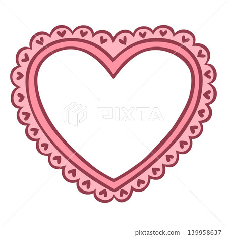 Pink, empty heart-shaped frame with a decorative border. Valentine's Day. Pink, empty heart-shaped frame with a decorative border. Valentine's Day. 139958637