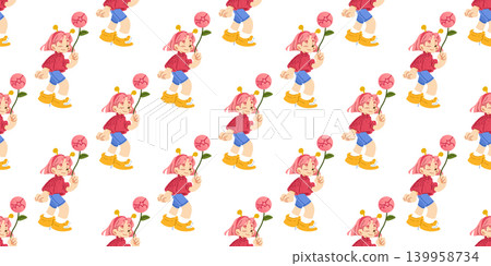 Spring Girl With Flower Repeat Spring Girl With Flower Repeat 139958734