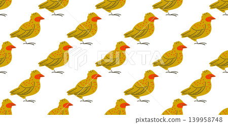 Yellow Bird Seamless Pattern Design 139958748