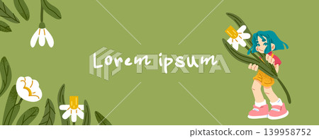 Spring Girl Botanical Banner Design Spring Girl Botanical Banner Design 139958752