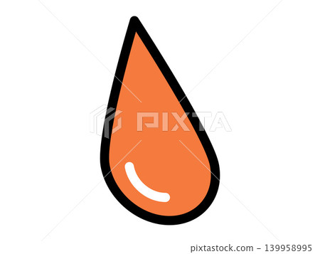 Orange liquid drop vector illustration. Energy production, fuel industry, organic juice, oil refinery, chemical research, environmental pollution. Amber fluid droplet with black outline 139958995