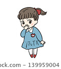 An illustration of a child in a school uniform covering their mouth with one hand in surprise. 139959004