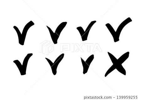 Yes or no concept. Brush check marks, cross Yes or no concept. Brush check marks, cross 139959255