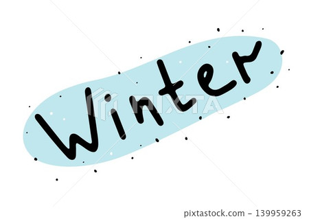 Doodle winter lettering. Cute season word design 139959263