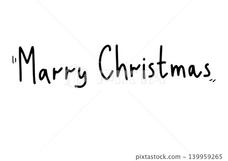 Doodle Merry Christmas lettering. Hand drawn festive phrase 139959265