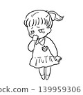 A line drawing of a child in a school uniform unable to hold back tears. 139959306