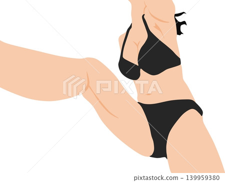 An illustration of a woman in a swimsuit playing in a sunny day. An illustration of a woman in a swimsuit playing in a sunny day. 139959380