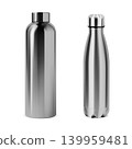 Two stainless steel insulated water bottles on white 139959481