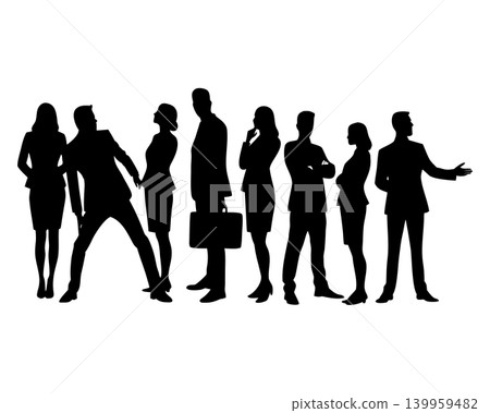 Set of black vector silhouettes of business men Set of black vector silhouettes of business men 139959482