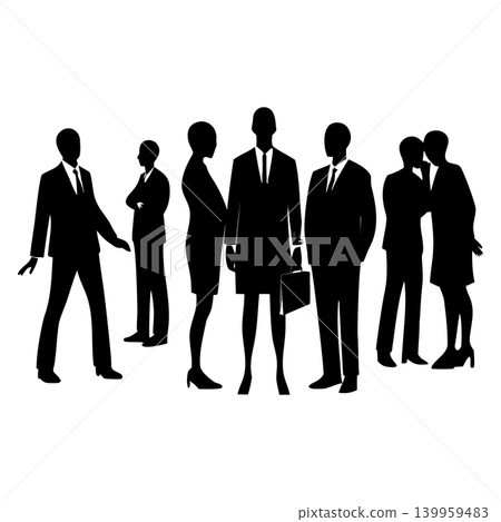 Vector black silhouettes of business people 139959483