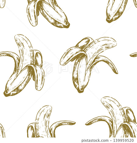 Seamless pattern with tropical fruits bananas. Vector illustration in sketch style. Seamless pattern with tropical fruits bananas. Vector illustration in sketch style. 139959520