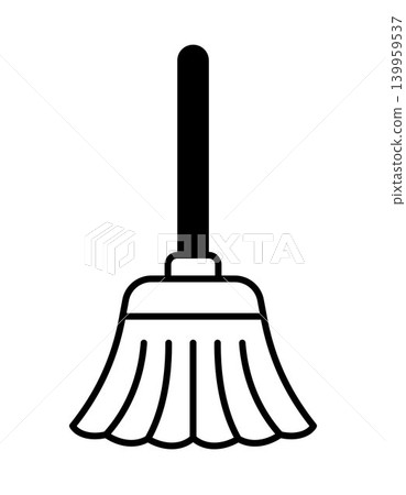 Broom outline illustration, black cleaning tool icon for sweeping, household cleanup, sanitation, hygiene, dust removal, hantavirus prevention and public health safety design Broom outline illustration, black cleaning tool icon for sweeping, household cleanup, sanitation, hygiene, dust removal, hantavirus prevention and public health safety design 139959537