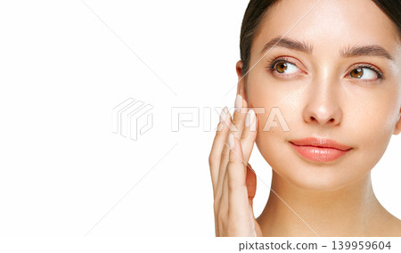 Portrait beautiful young woman with clean fresh skin Portrait beautiful young woman with clean fresh skin 139959604