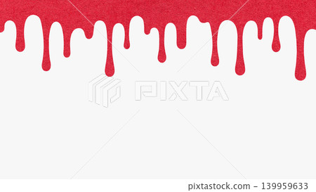 Red paint drip from textured paper isolated on white background with copy space. Abstract flowing liquid splash template 139959633