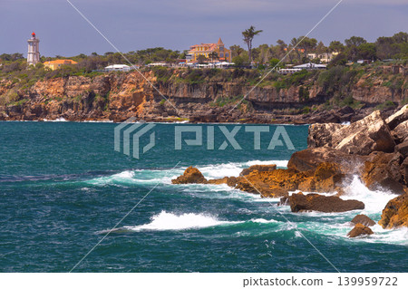 Rocky Atlantic coastline near Boca do Inferno in Cascais Portugal on sunny day Rocky Atlantic coastline near Boca do Inferno in Cascais Portugal on sunny day 139959722