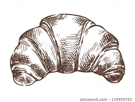 croissant vector illustration in sketch style. vintage style drawing croissant vector illustration in sketch style. vintage style drawing 139959783