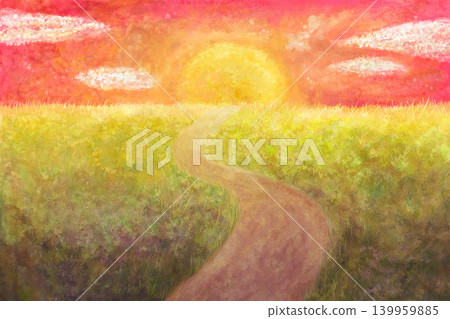手繪草原公路日落風景圖 01 手繪草原公路日落風景圖 01 139959885