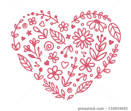Floral heart, wildflowers wreath, flowers wedding decor Floral heart, wildflowers wreath, flowers wedding decor 139959985