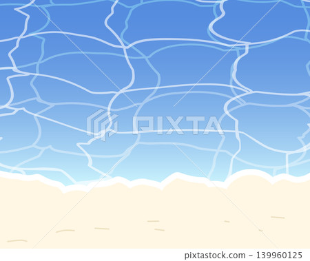 A seaside landscape illustration featuring the ocean and the shoreline of a sandy beach. A seaside landscape illustration featuring the ocean and the shoreline of a sandy beach. 139960125