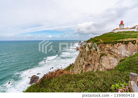 Cabo da Roca cliff over Atlantic ocean Portugal Cabo da Roca cliff over Atlantic ocean Portugal 139960418