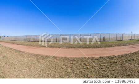 Outdoor Fencing Grounds Blue Sky Outdoor Fencing Grounds Blue Sky 139960455