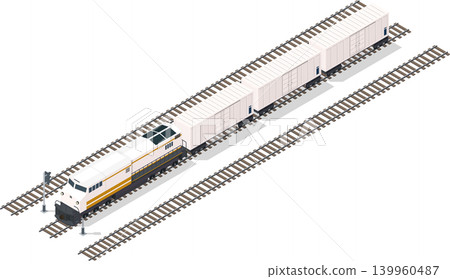 Cargo freight train on railway Cargo freight train on railway 139960487