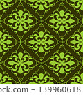 seamless tile pattern of abstract geometric green elements on olive background, texture, design 139960618