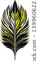 simple graphic drawing black and yellow bird feather, sketch, logo 139960622