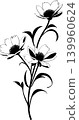 simple black graphic drawing of a flower without background, decorative element, logo 139960624
