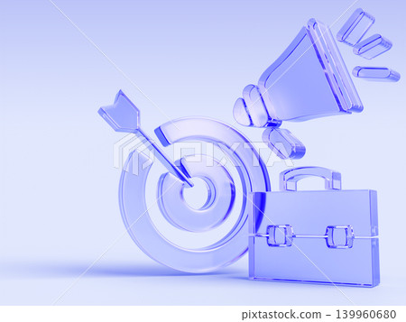 3D digital marketing, online public relations and affairs concept. Hologram glass business briefcase with megaphone and target. Alert advertising campaign, pr social media promotion. 3D illustration 3D digital marketing, online public relations and affairs concept. Hologram glass business briefcase with megaphone and target. Alert advertising campaign, pr social media promotion. 3D illustration 139960680