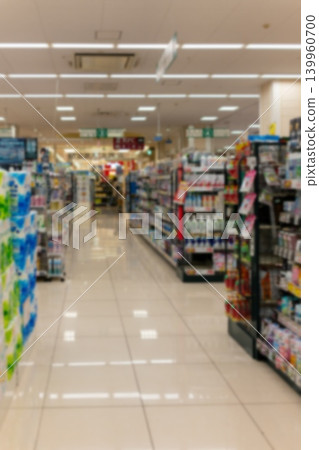 Supermarket shelves photographed out of focus. Supermarket shelves photographed out of focus. 139960700