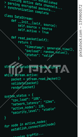 Cyan AI Data Stream Code Vertical Screen Illustration Cyan AI Data Stream Code Vertical Screen Illustration 139960872