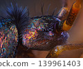 Slender springtail portrait, Orchesella flavescens on wood, close up focus stacked macro photo 139961403
