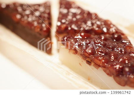 A close-up of "Minazuki," a traditional Kyoto wagashi (Japanese confection). A close-up of "Minazuki," a traditional Kyoto wagashi (Japanese confection). 139961742