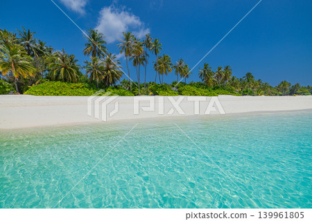 Tropical beach palm trees turquoise stunning breathtaking paradise exotic coastal island travel destination summer vacation dreamy serene crystal clear shallow ocean different angle shore landscape Tropical beach palm trees turquoise stunning breathtaking paradise exotic coastal island travel destination summer vacation dreamy serene crystal clear shallow ocean different angle shore landscape 139961805