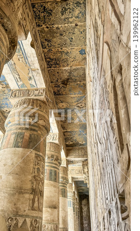 Medinet Habu, the mortuary temple of Ramesses III, located on the west bank of Luxor, Egypt. 139962122