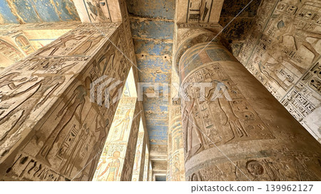 Medinet Habu, the mortuary temple of Ramesses III, located on the west bank of Luxor, Egypt. Medinet Habu, the mortuary temple of Ramesses III, located on the west bank of Luxor, Egypt. 139962127