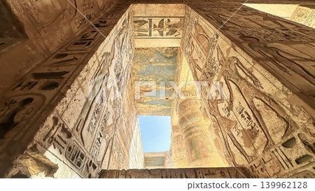 Medinet Habu, the mortuary temple of Ramesses III, located on the west bank of Luxor, Egypt. Medinet Habu, the mortuary temple of Ramesses III, located on the west bank of Luxor, Egypt. 139962128