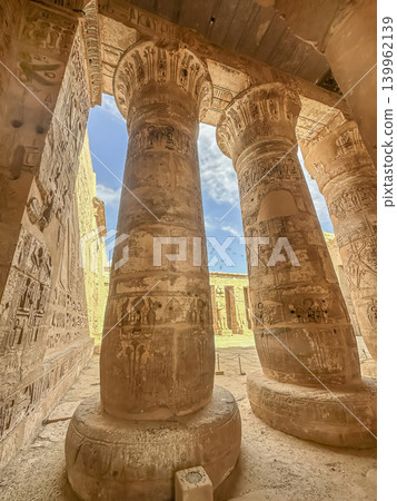 Medinet Habu, the mortuary temple of Ramesses III, located on the west bank of Luxor, Egypt. Medinet Habu, the mortuary temple of Ramesses III, located on the west bank of Luxor, Egypt. 139962139