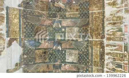 Beautiful bas-reliefs and ancient hieroglyphs in the Temple of Seti I in Abydos, Egypt. 139962226