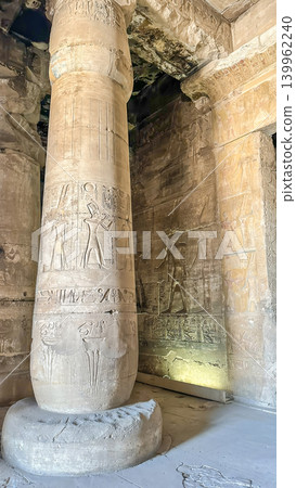 Beautiful interiors and ancient hieroglyphs in the Temple of Seti I in Abydos, Egypt. 139962240