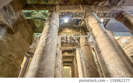 Beautiful interiors and ancient hieroglyphs in the Temple of Seti I in Abydos, Egypt. Beautiful interiors and ancient hieroglyphs in the Temple of Seti I in Abydos, Egypt. 139962277